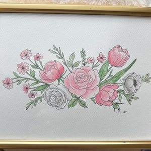 Floral Watercolor Painting (unframed) 8x10in