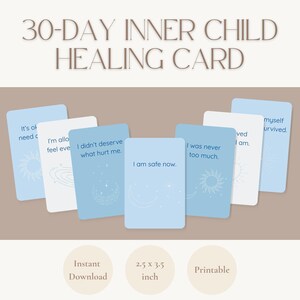 Tarjetas de Afirmaciones de Sanación del Niño Interior – Baraja Imprimible de 30 Días / Amor Propio, Sanación Emocional, Apoyo Diario Suave (PDF) para Mujeres