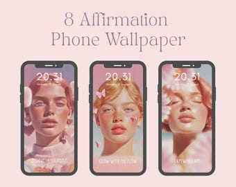 Affirmation iPhone Wallpaper Set, Soft Girl Phone Backgrounds, High Resolution iOS, Digital Download
