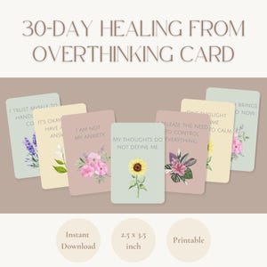 Cartas de Afirmação para Pensar Excessivamente – Baralho Imprimível de 30 Dias para Ansiedade e Clareza Mental | Autocalma, Atenção Plena e Reinicialização Emocional em PDF