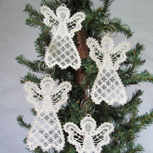 Lace Angel Christmas Ornaments: Holiday Tree Decor (Pair)
