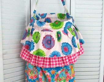 Hanging Hoop Ruffle Laundry/Storage/Toy Bag- Girls Beach Party-Tropical Colors