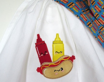 Retro Hot Dog Mehlsack Küchenhandtuch: Applikation zum Binden Dekor