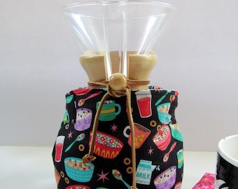 Handcrafted Chemex/Bodum Cozy: Breakfast Cereal Print, Insulated Carafe Warmer