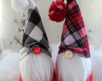 Flannel Plaid Gnomes Tiered Tray Decoration| Holiday Gnome|Winter Home Decor Gnome Gift Choose 1 or both Free Shipping with the Pair