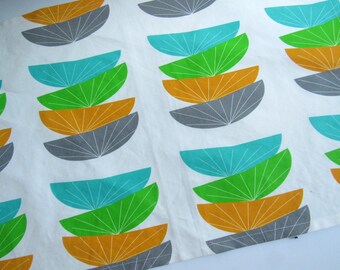 Retro Tea Dish Kitchen Towel - Mid Century Modern -Seed Pods Linen Cotton Canvas-Spoonflower-Kitchen Decor