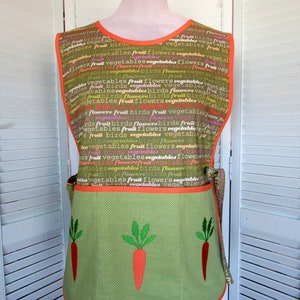 Ladies Cobbler Apron Garden theme Carrots Embroidery Size Large Mother&#39;s Day Gift