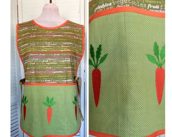 Ladies Cobbler Apron Garden theme Carrots Embroidery Size Large Mother's Day Gift