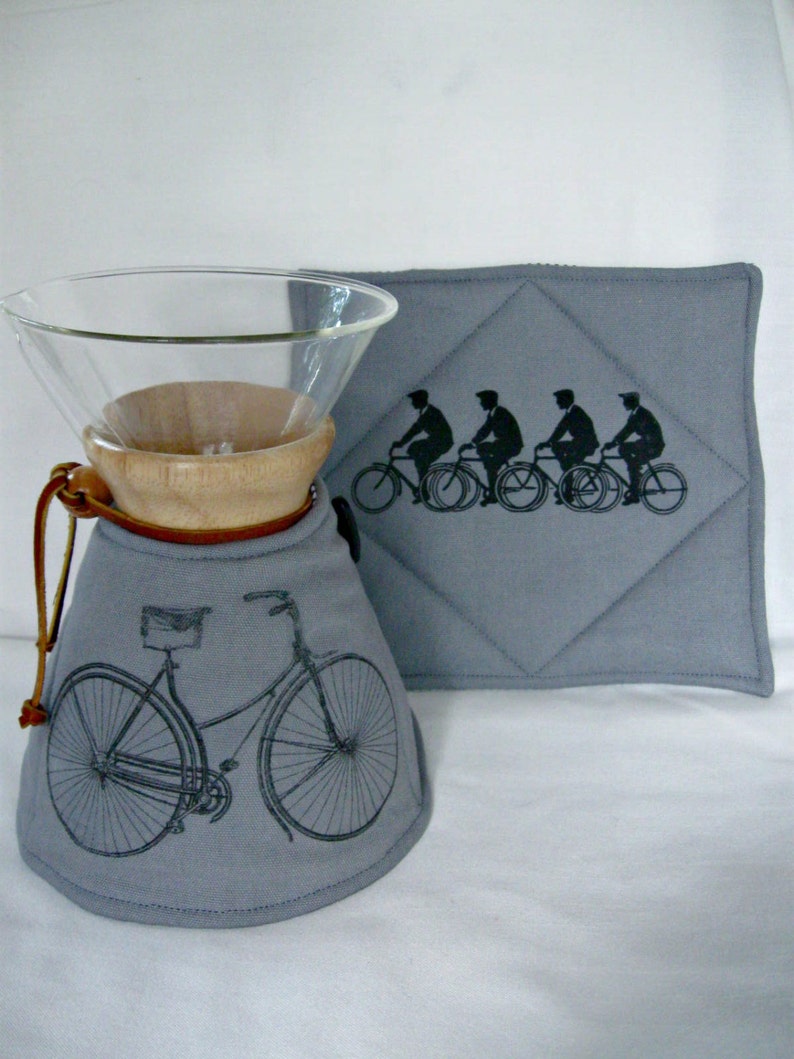 Chemex Cozy and Warming PadVintage BicyclesGray Duck Cloth Etsy