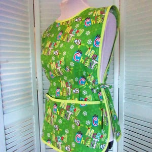 Ladies Cobbler Apron Colorful Christmas Greetings Size Large Gift for her Hostess Gift Housewarming Gift