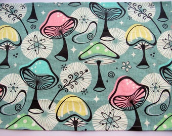 Retro Mid Mod Mushroom Tea Towel Dish Towel Kitchen towel-Linen Cotton Canvas-Spoonflower