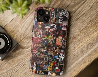 Scary Horror Collage Phone Case, Spooky Halloween iPhone Samsung Cover, Creepy Aesthetic Protective Phone Case