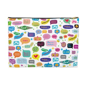 Colorful Speech Bubble Pattern Accessory Pouch | SLP, SLPA, Speech Therapy