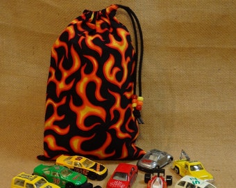 Sack o' Speeders Race Car Nascar Formula 1 One Indy Car Flames Storage Bag Pretend Play Party Favors Gifts