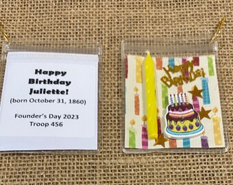 Set of Ten (10) Juliette Gordon Low Founder's Day Happy Birthday DIY Scout Pocket SWAP or Craft Kits
