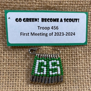Set of Ten (10) Safety Pin Beaded GS Pattern DIY Scout SWAP or Craft Kit