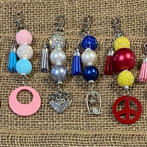 Upcycled Repurposed Vintage Charms Bubblegum Bead Key Chains Keychains Backpack Back Pack Purse Bag Bling YOU PICK or CUSTOM
