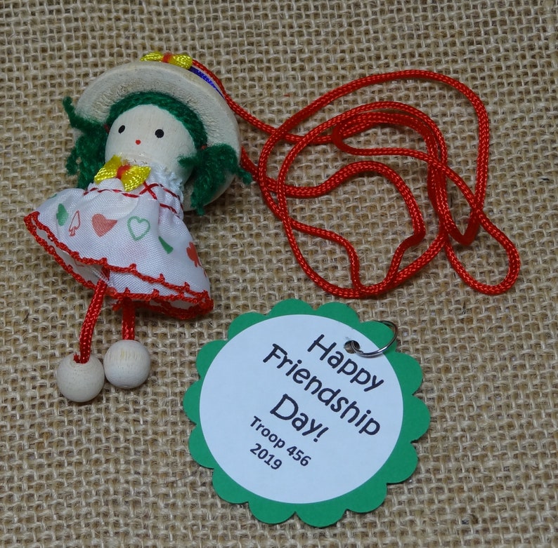 ONLY Set of Ten 10 Friendship Doll Necklaces Scout SWAPs Ready to Trade
