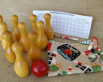 Miniature Bowling Game Scoresheets, Pencil, Bag Bowling Party Favors or Gifts