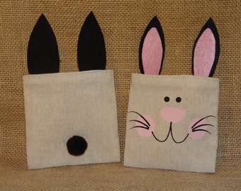 Set of Ten (10) Adorable Bunny Rabbit Ears Cottontail Easter Party Favor Candy Bags