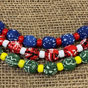 Beaded Fabric Bandana Camp Necklace Bracelet Anklet Spirit Colors Scout SWAP or Craft Kit