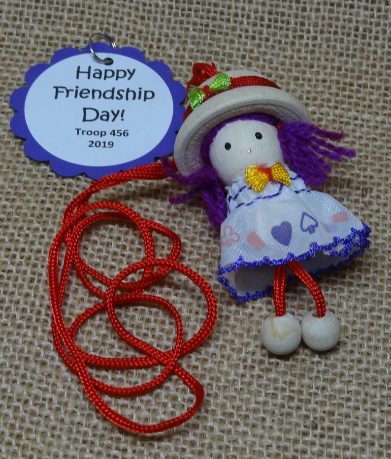 ONLY Set of Ten 10 Friendship Doll Necklaces Scout SWAPs Ready to Trade