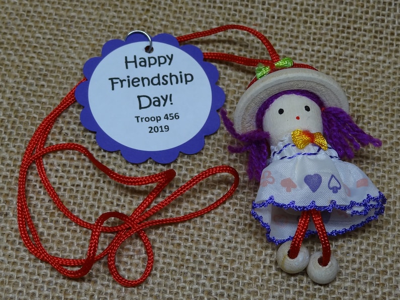 ONLY Set of Ten 10 Friendship Doll Necklaces Scout SWAPs Ready to Trade