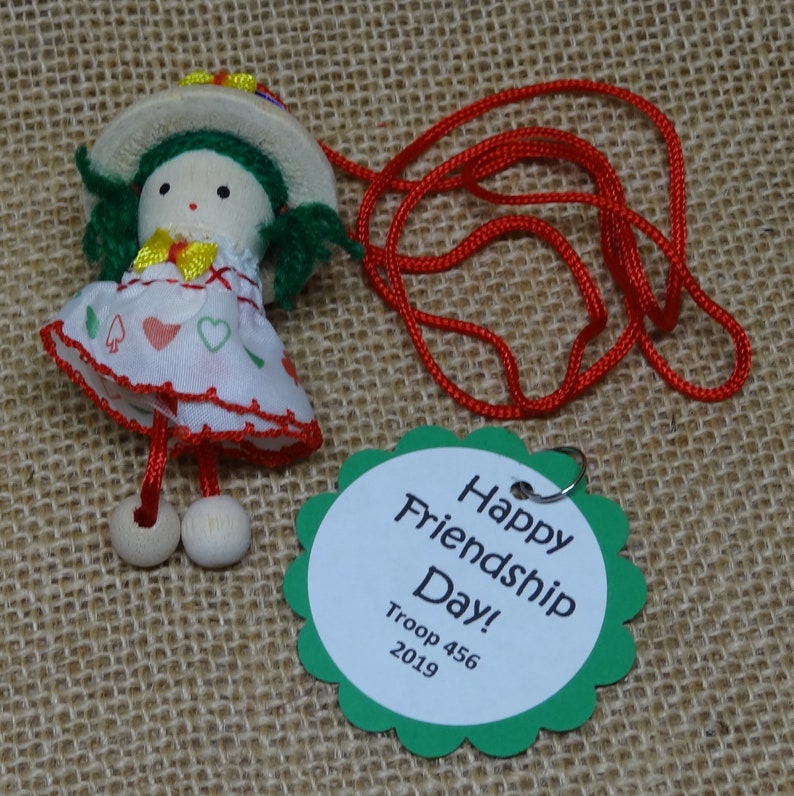 ONLY Set of Ten 10 Friendship Doll Necklaces Scout SWAPs Ready to Trade