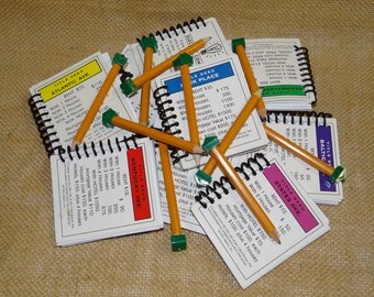 Monopoly Property Card Notebooks Journals Pencil House Toppers Upcycled Repurposed Stationary Set Gifts Birthday Party Favors Wedding Favors