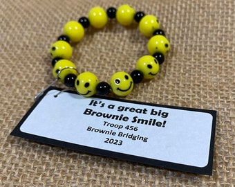 Set of Ten (10) Brownie Smile Beaded Bracelet DIY Scout Craft or SWAP Kits