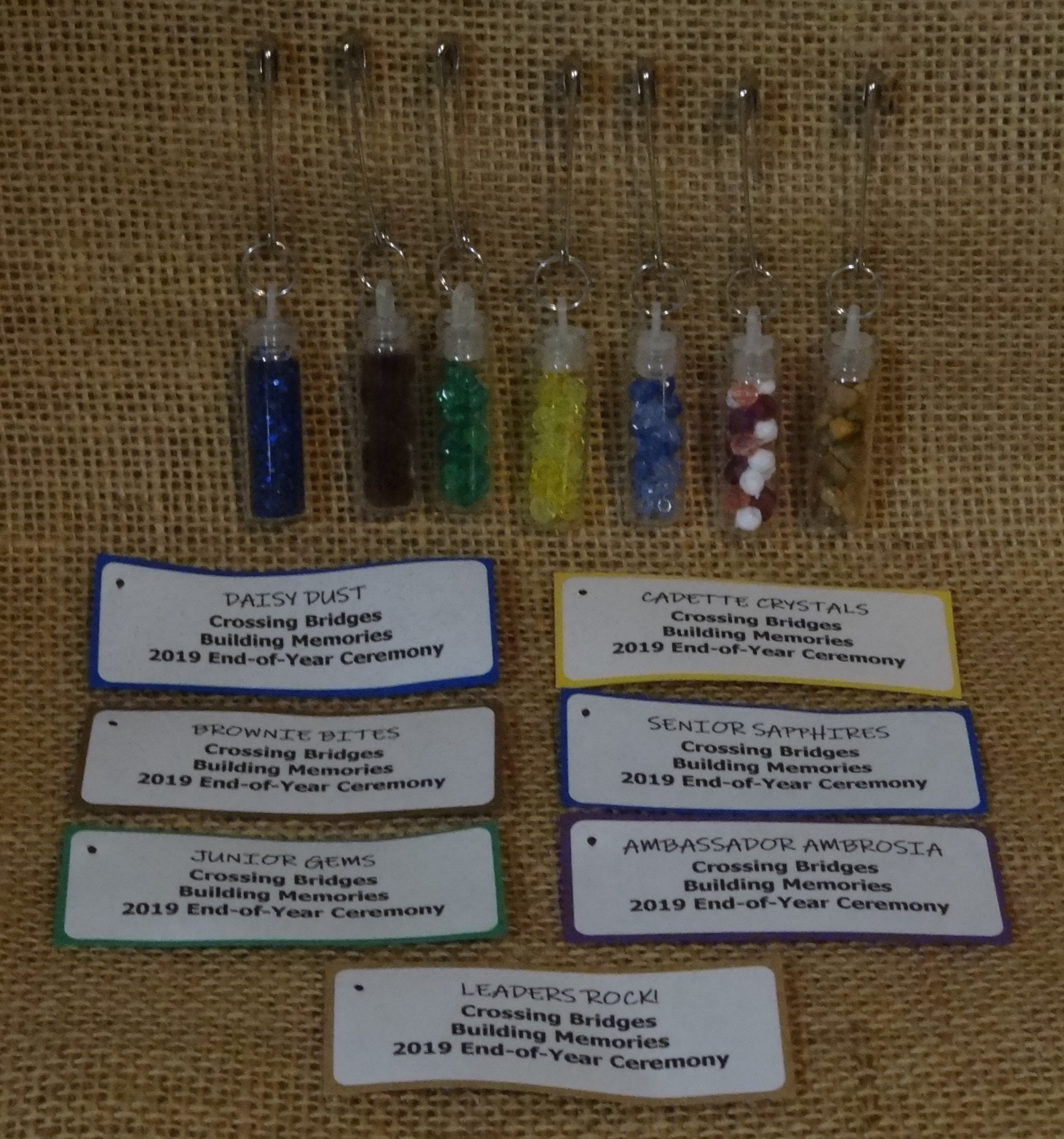 Set Ten (10) Keepsake Jar Bottle Charm Bridging Ceremony Scout SWAP…