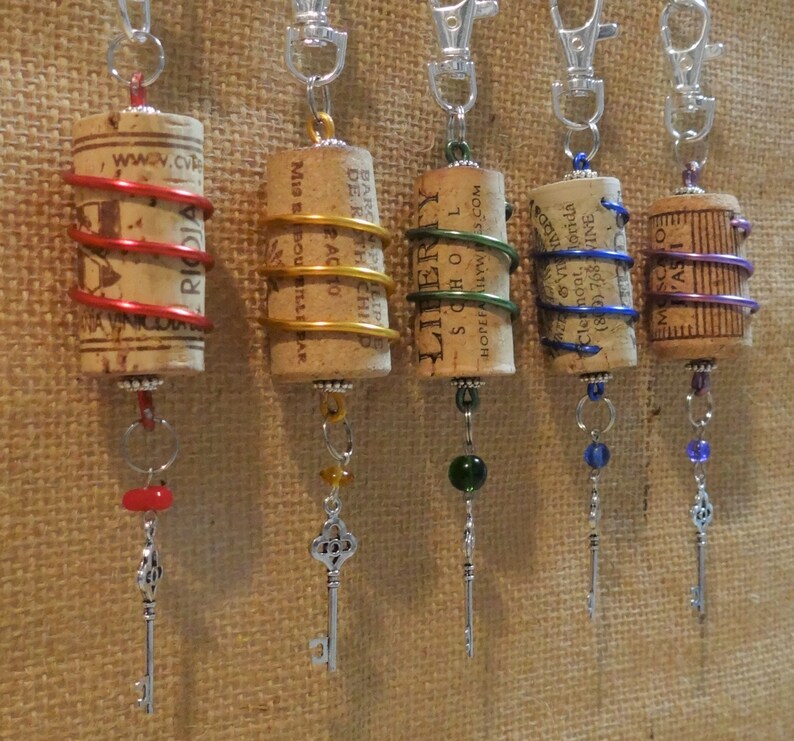 Wine Cork Skeleton Key Purse Charm Key Chain Bag Tote Back Etsy