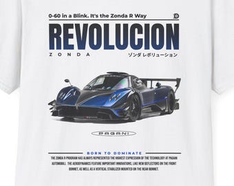 Pagani Zonda Revolucion Car T-Shirt | Dark Blue Supercar Tee