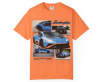 Orange & Blue Lamborghini Huracan STO T-shirt | Sports Car Tee