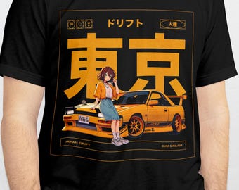 Anime Car T-Shirt, Japanese Animation Tee, Casual Streetwear Top, Unisex Graphic Shirt,