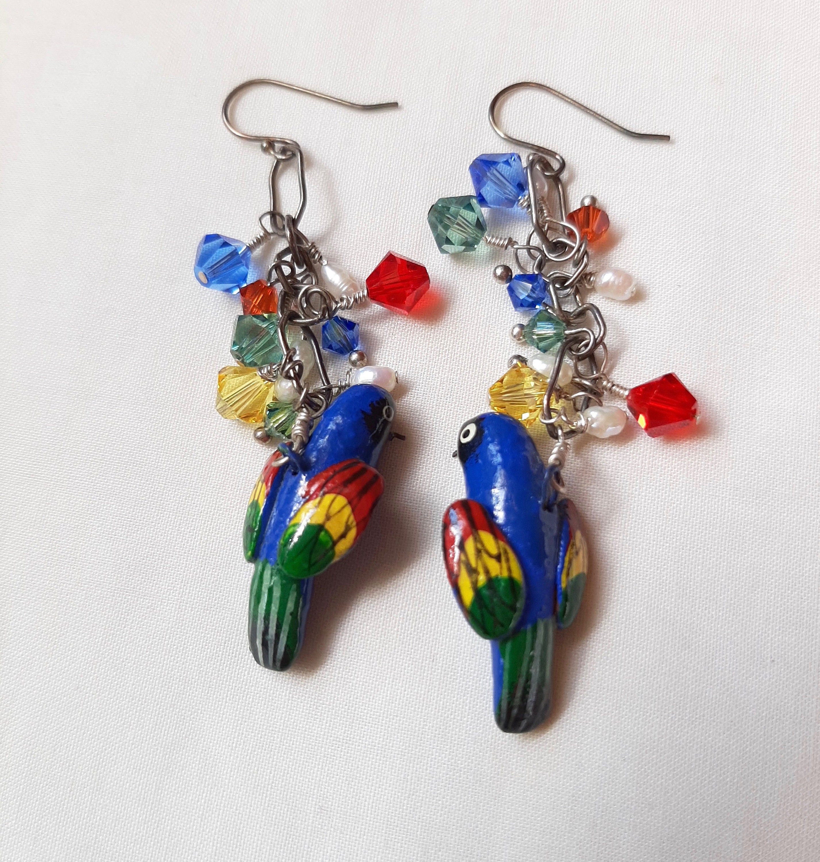 Colorfully cheerful parrot earrings with clusters of Etsy
