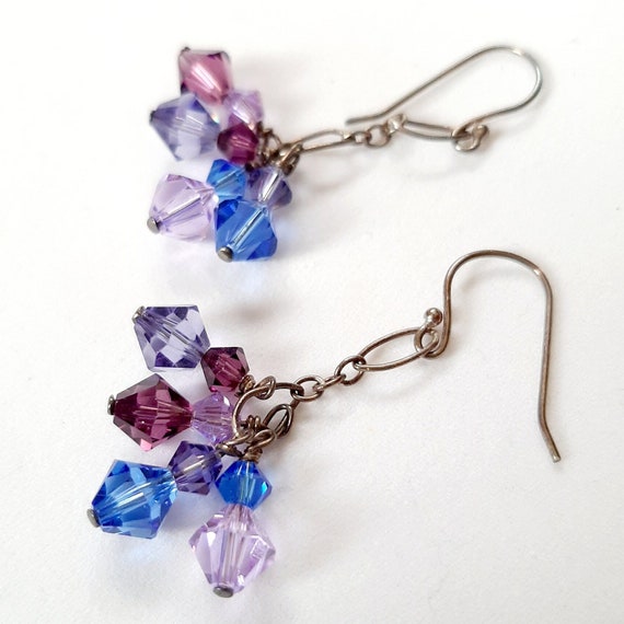 Sparkling Crystal Heart Cluster Dangle Earrings Sterling Silver - Silver Shade Sparkling Crystal Heart Cluster Dangle Earrings Sterling Silver - Silver Shade
