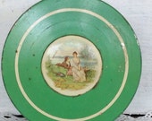 Vintage Green Shabby Chic 1940 39 s Powder Tin with Classical Scene