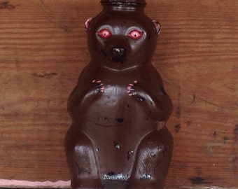 Glass 1940's Vintage Antique Advertising Snowcrest Beverages Bear Bank