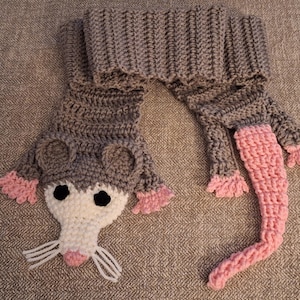 Woodland Animal Scarf - opossum, opossum with babies, fox, raccoon, beaver, reindeer, rabbit