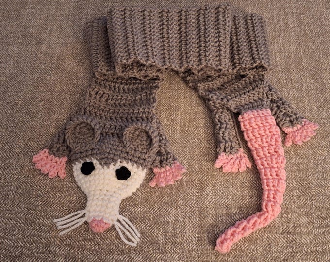 Woodland Animal Scarf - opossum, opossum with babies, fox, raccoon, beaver, reindeer, rabbit