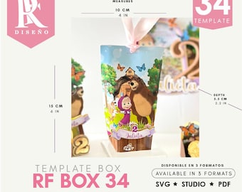 RF BOX 34- Modelo de caixa de suco- NÃO inclui design de foto - Planta branca - Svg - Pdf - Studio