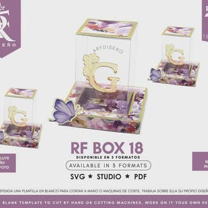 RF BOX 18 - Sjabloon acetaatdoos - Sjabloon SVG-doos - geen foto inbegrepen. Exclusief het fotoontwerp. Doospapier/rfdiseno