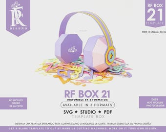 RF BOX 21 - Template Headphones Paper - NO incluye diseño de la foto - Plantilla en blanco - Svg - Pdf - Studio