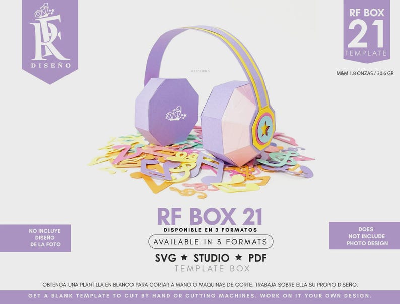 RF BOX 21 - Template Headphones Paper - NO Incluye Diseño De La Foto ...