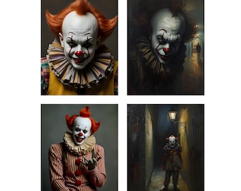 Creepy Vintage Clown PNGs: Halloween Card & Craft Designs