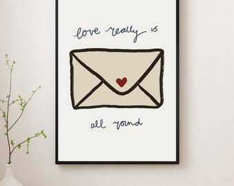 Póster "El amor está en todas partes" / Arte de pared imprimible / Amor / Día de San Valentín / Descarga digital