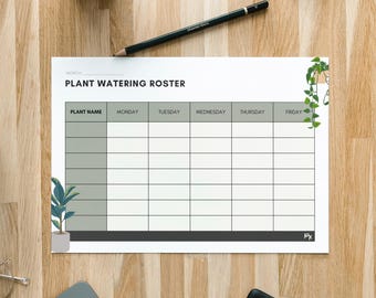 Plantilla de riego de plantas / Lista de plantas imprimible / Descarga digital instantánea