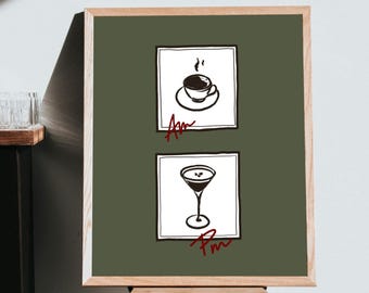 Impresión artística de Espresso Martini / Decoración divertida para oficina o cafetería (Descarga digital)