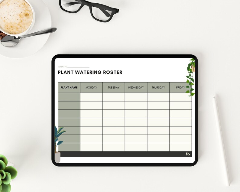 Plant Watering Template | Printable Plant Roster | Instant Digital ...